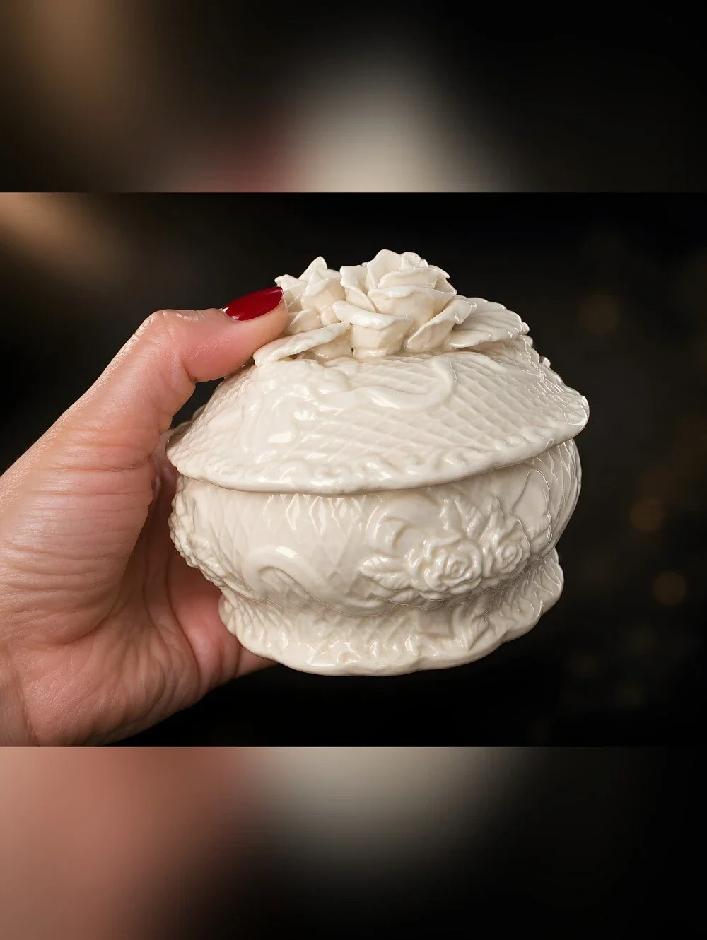 vintage ceramic bisque trinket Box 